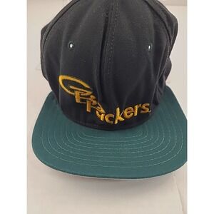 Vintage‎ New Era Snapback Hat Green Bay Packers USA Dupont NFL Adjustable Black